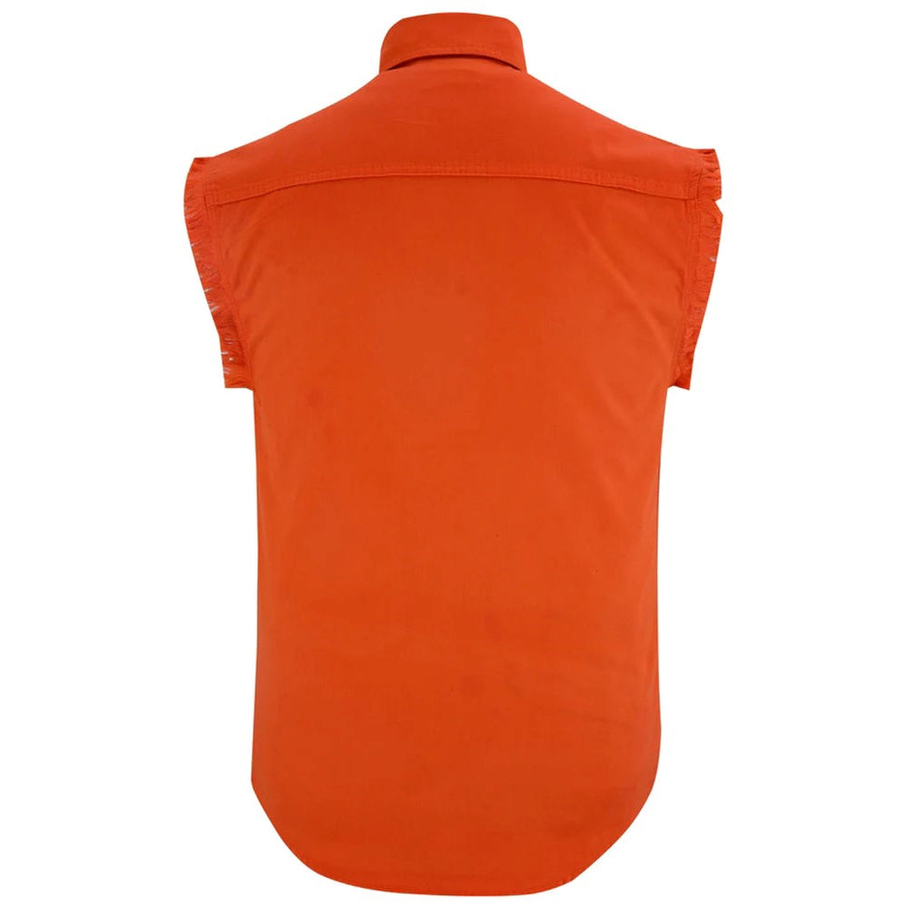 ADA6003 Men's Orange Lightweight Sleeveless Denim Shirt