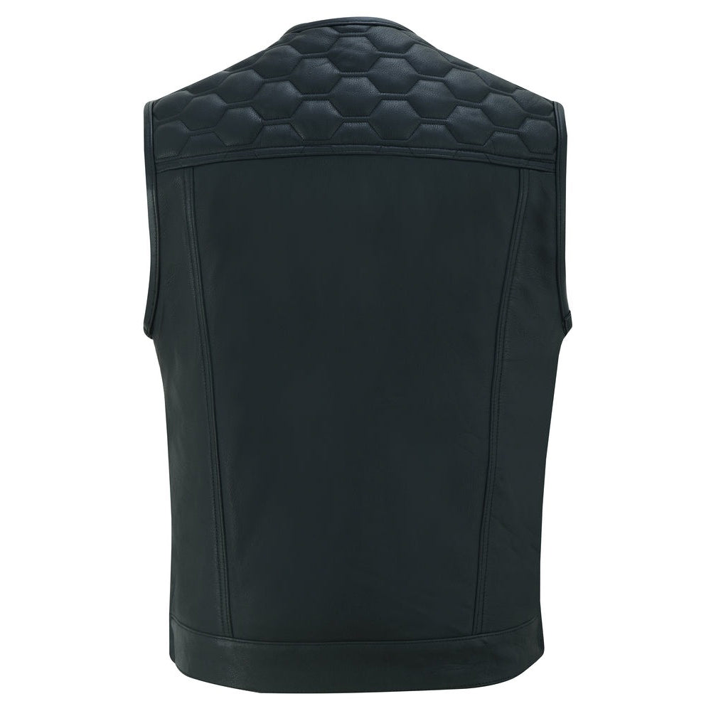 ADA198 Black Horse Men's Leather Vest
