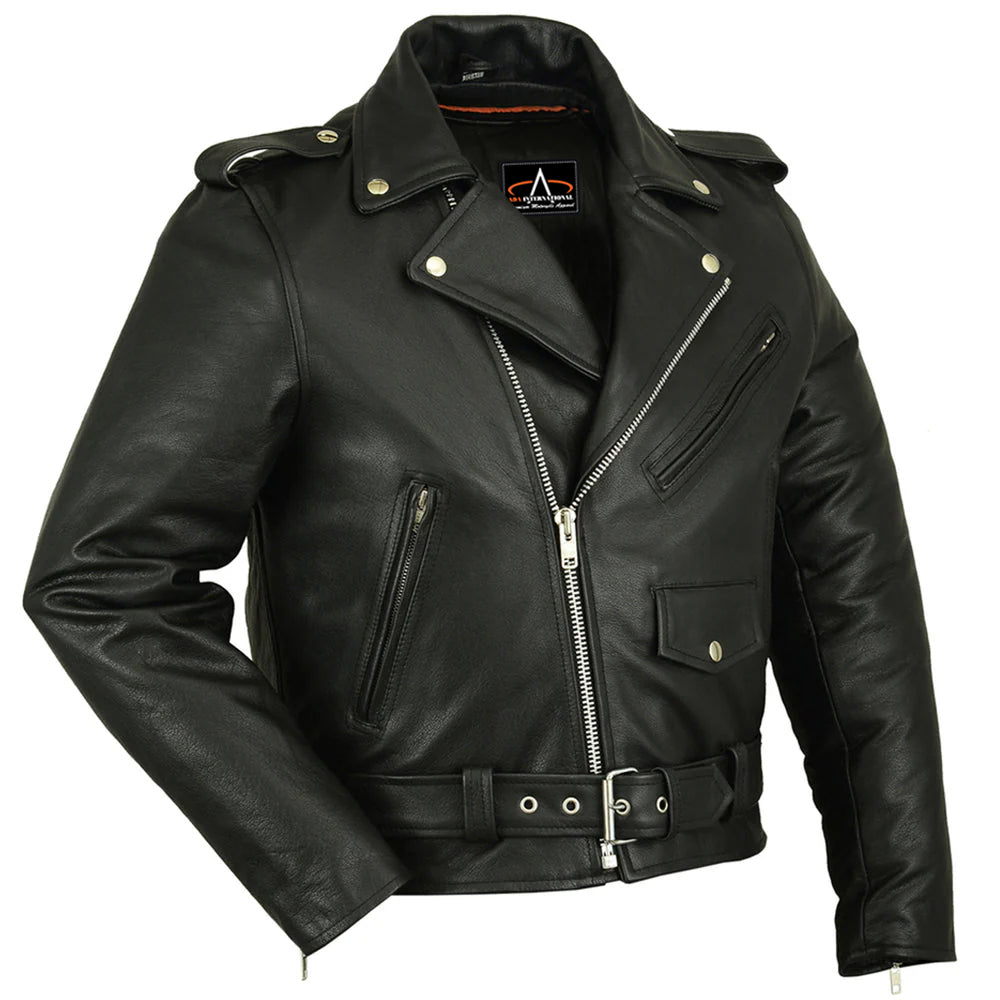 ADA730 Men's Classic Plain Side Police Style M/C Jacket