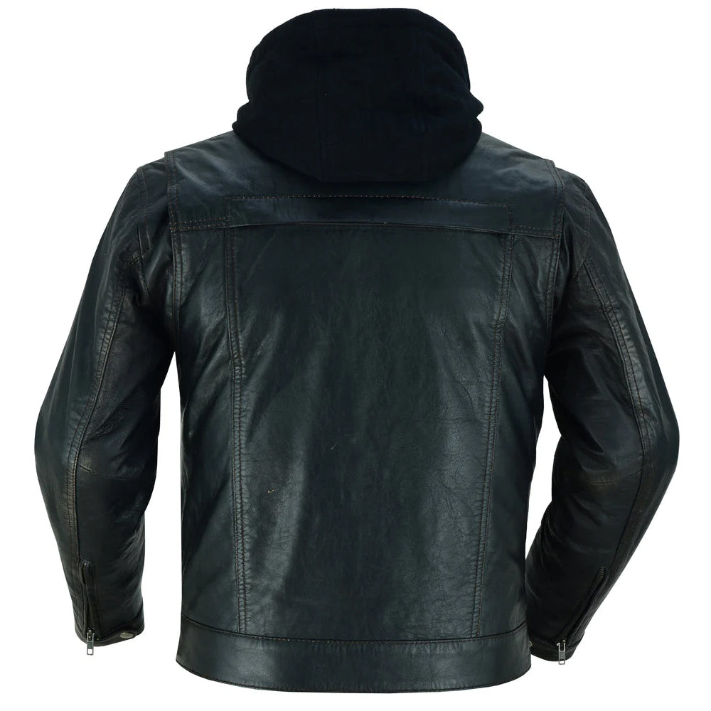 ADA782 Men's Lightweight Drum Dyed Distressed Naked Lambskin Jacket