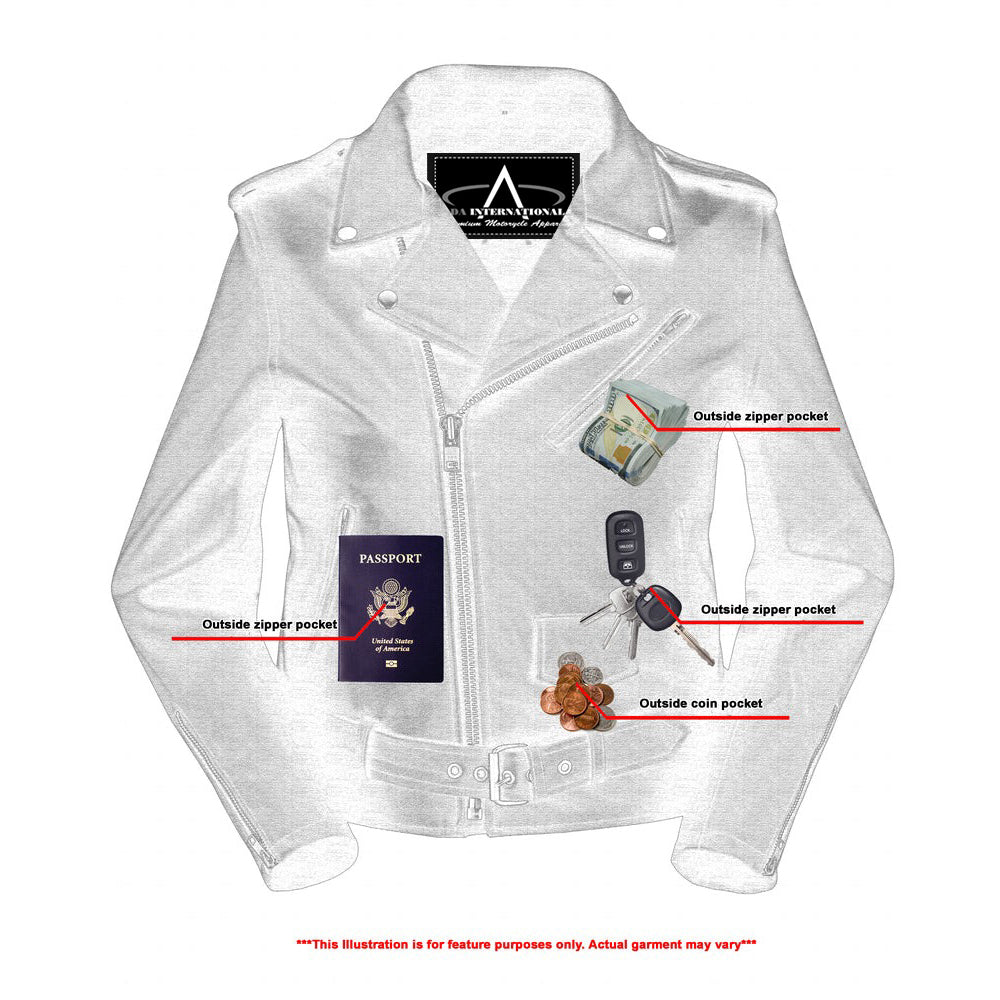 ADA850 Women's Classic Plain Side Fitted M/C Style Jacket
