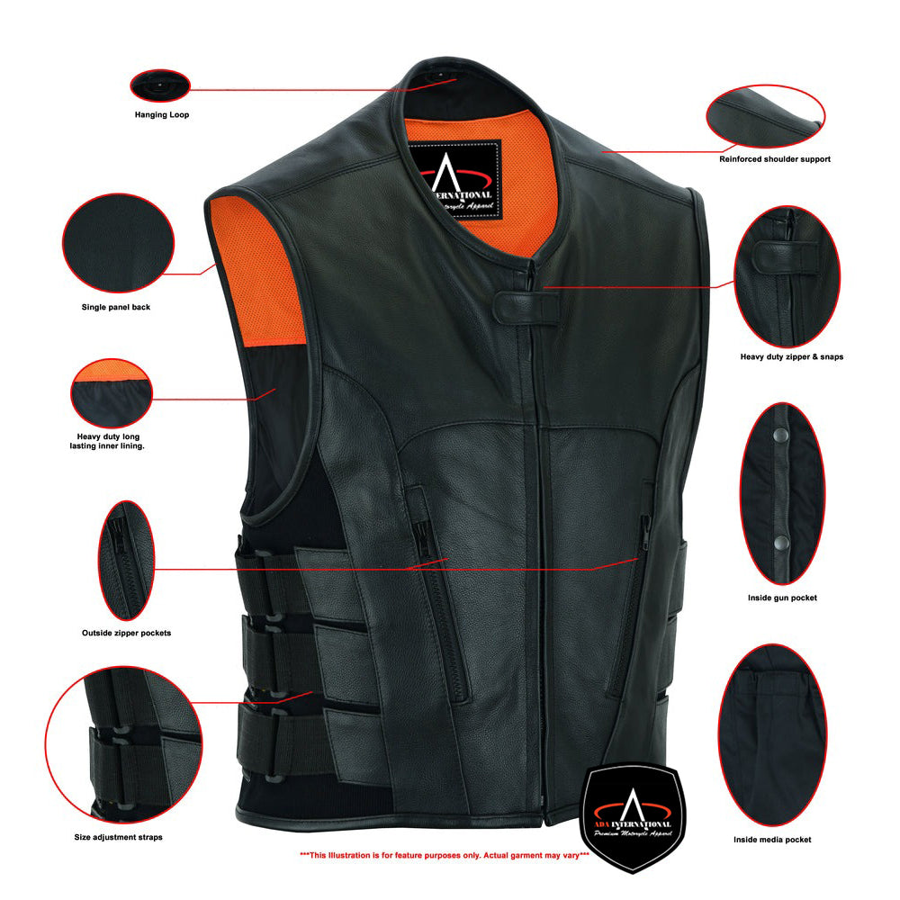 ADA007 Men's SWAT Team Style Leather Vest
