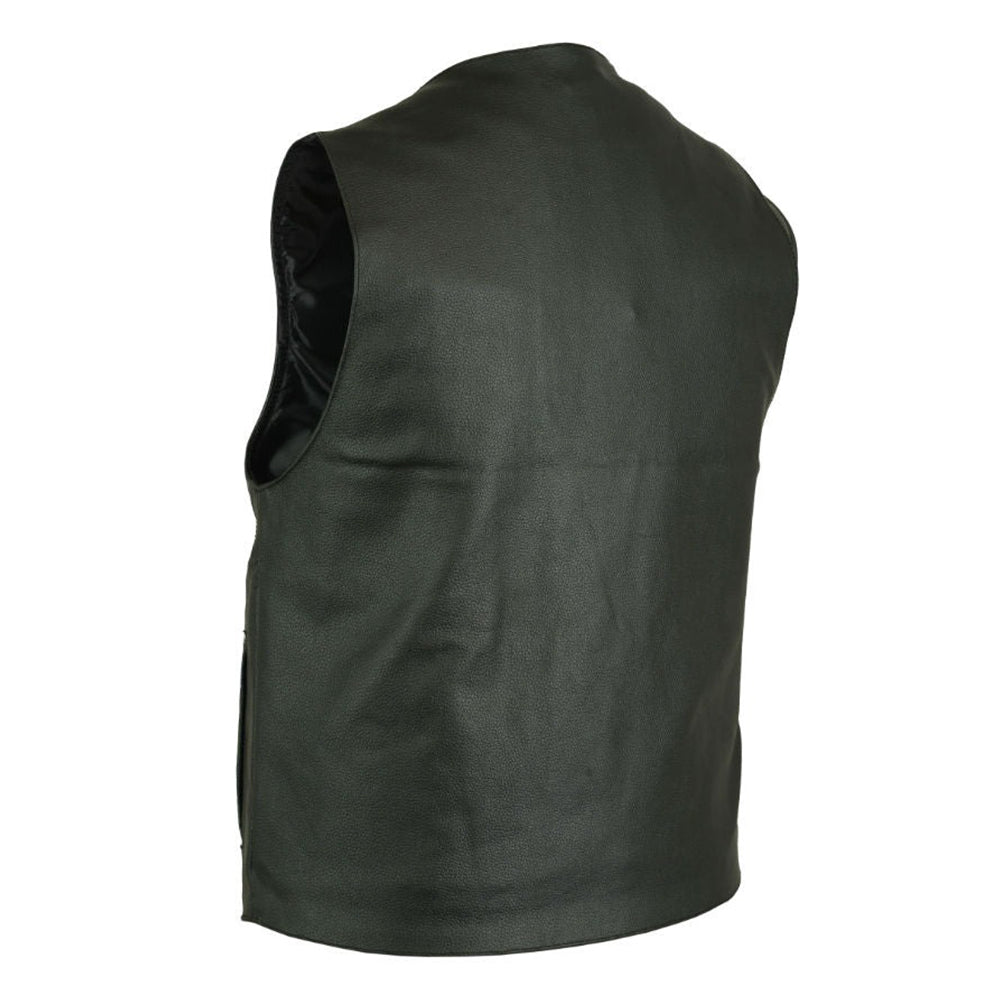 ADA141 Men's Black Leather Concealed Carry Vest with Buffalo Nickel Snaps