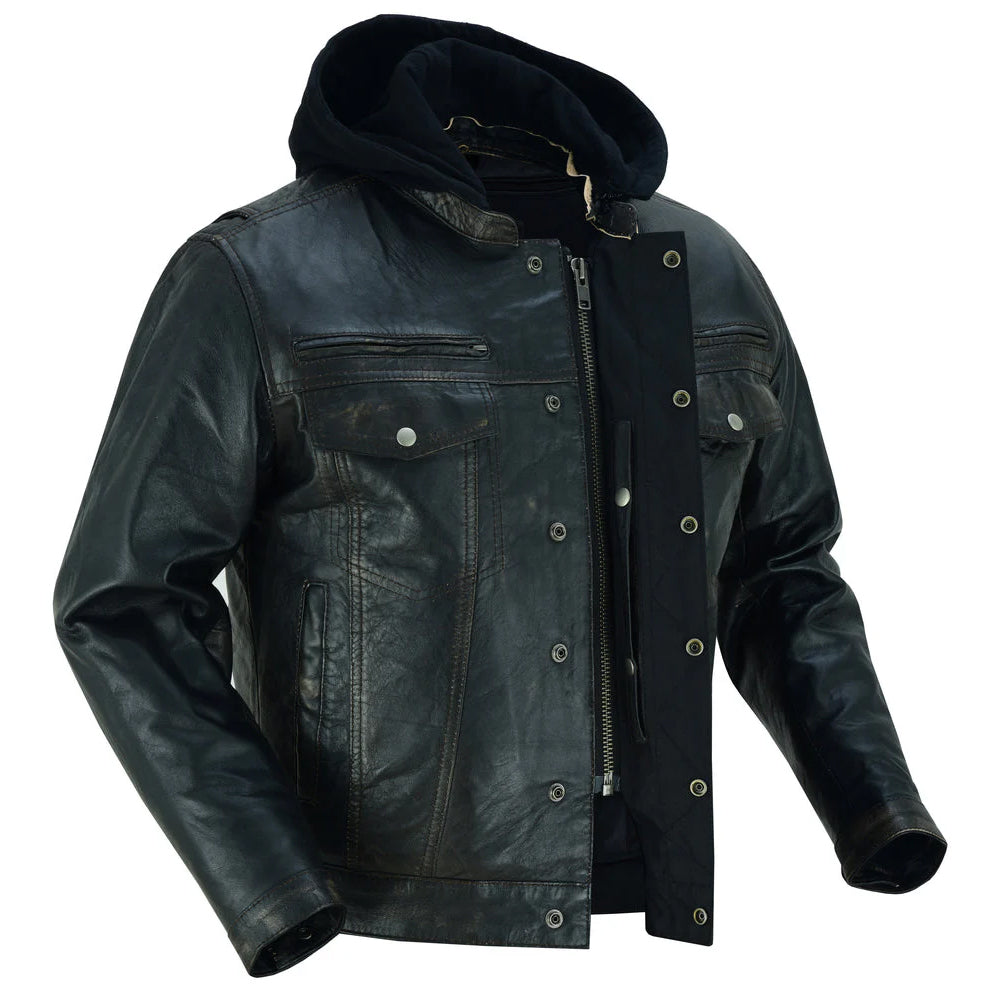 ADA782 Men's Lightweight Drum Dyed Distressed Naked Lambskin Jacket