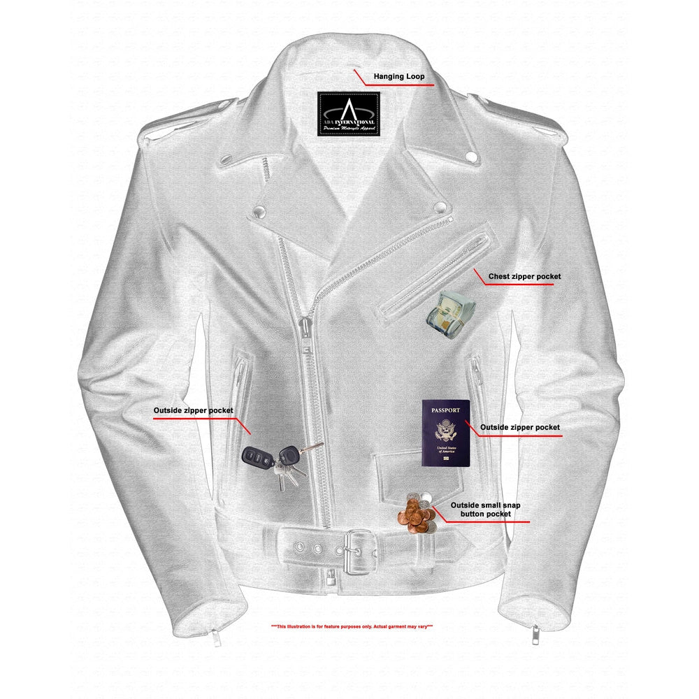 ADA761 Motorcycle Armored Classic Biker Leather Jacket