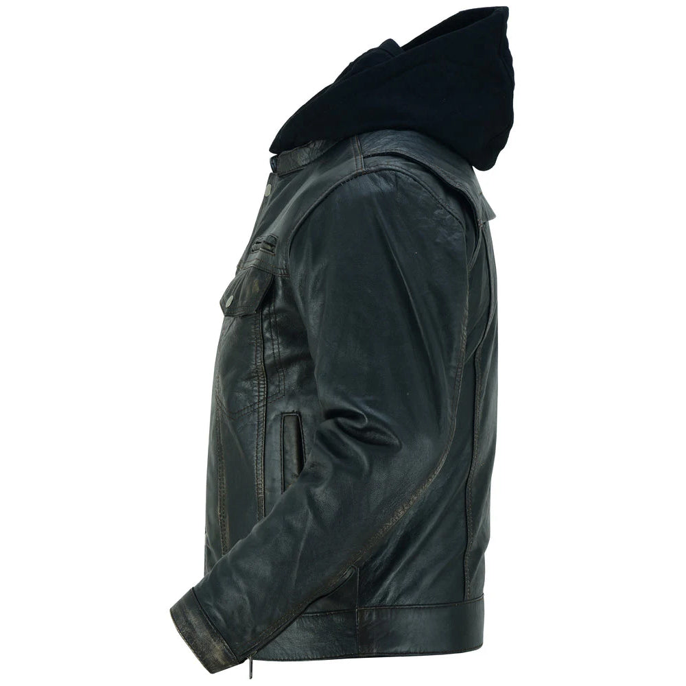 ADA782 Men's Lightweight Drum Dyed Distressed Naked Lambskin Jacket