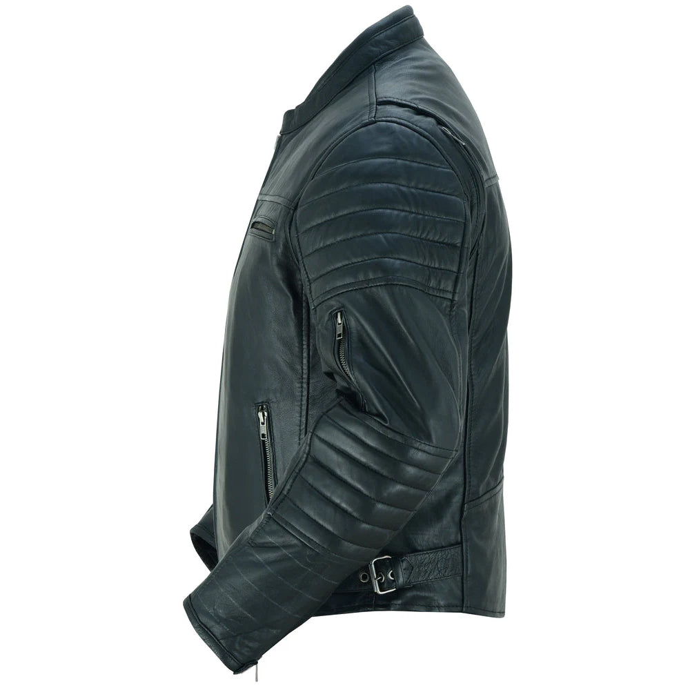 ADA757 Men's Lightweight Drum Dyed Naked Lambskin Crossover Scooter Ja