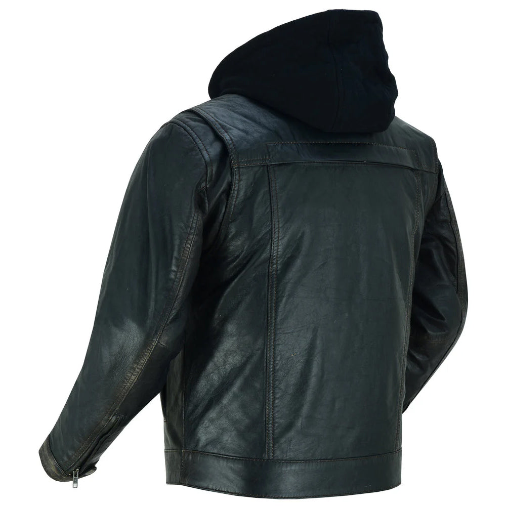 ADA782 Men's Lightweight Drum Dyed Distressed Naked Lambskin Jacket